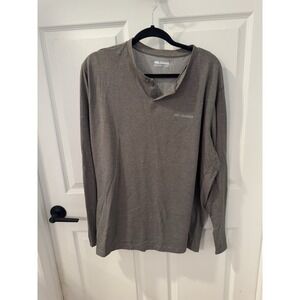 Columbia Shirt Mens Sz XL  Gray Long‎ Sleeve Henley Omni Wick Tee